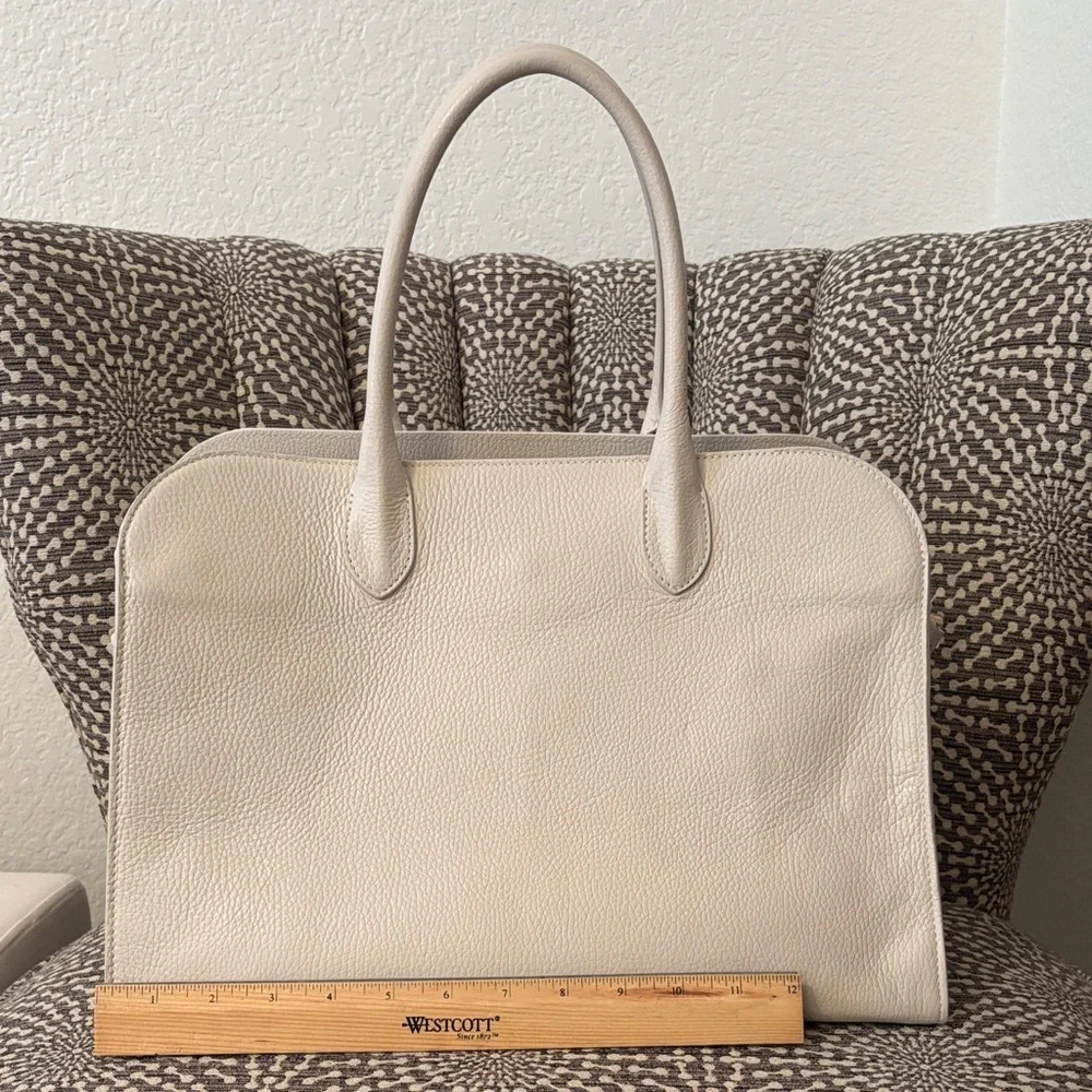 Claudia Firenze Off White Cream Leather XL Tote Bag - Picture 12 of 15